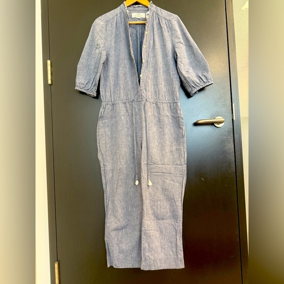 Trovata Birds of Paradise S Mint condition Chambray Blue Jumpsuit with wide leg - Picture 10 of 12